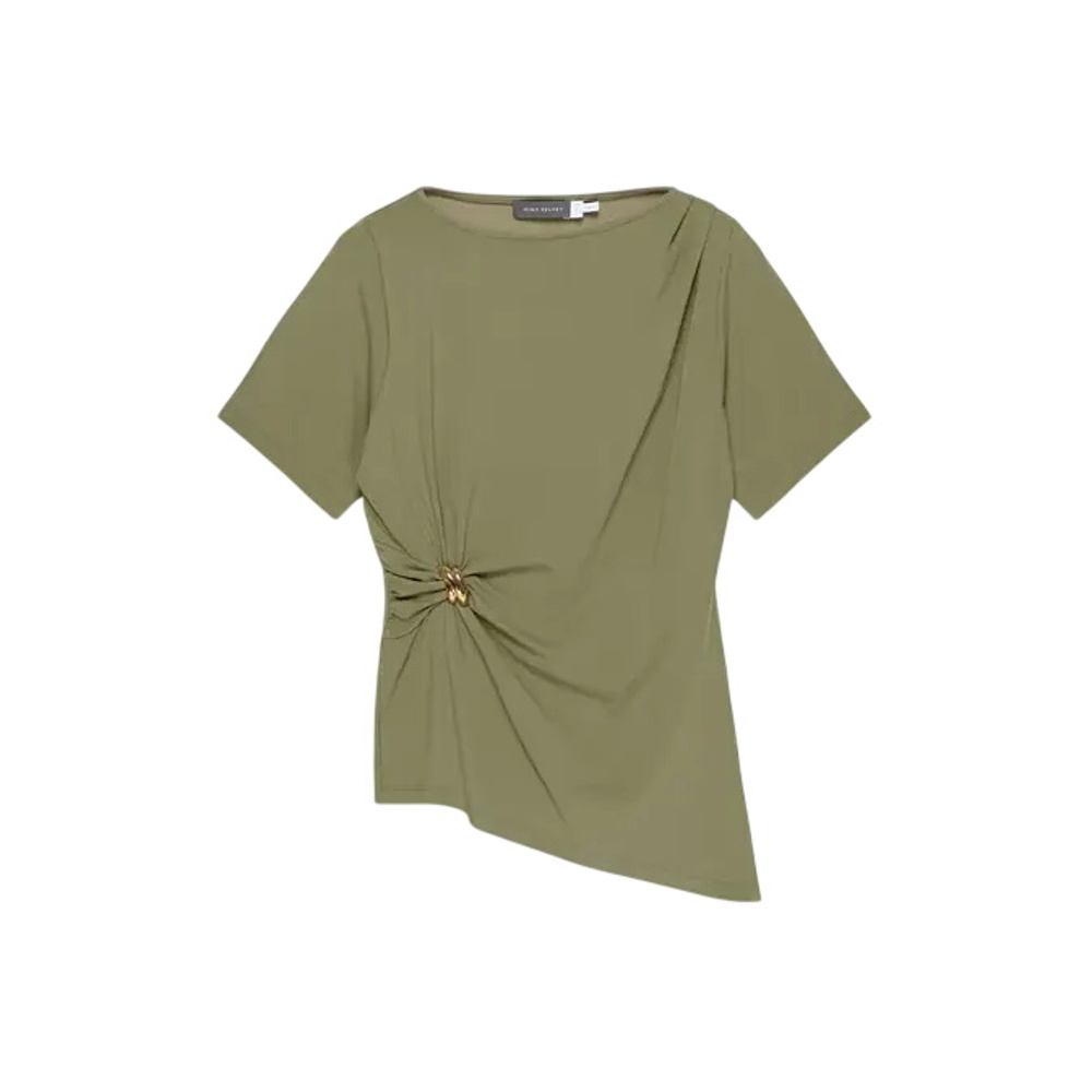 Mint Velvet Khaki Gathered Detail Top